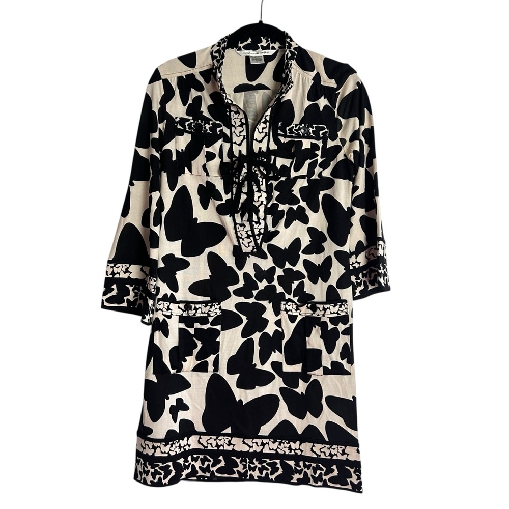 🦋 DIANE von FURSTENBERG Silk Butterfly Print Tunic Dress – Size 2 🦋